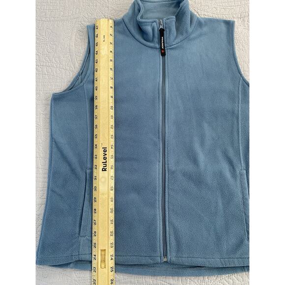 Wms Woolrich Sz L Horizon Blue Full Zip Sleeveless Pockets Golf Vest - Picture 9 of 9